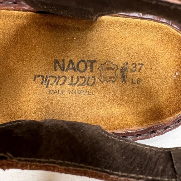 NAOT Brown Leather Buckle Ankle Strap Sandals - Picture 8 of 11